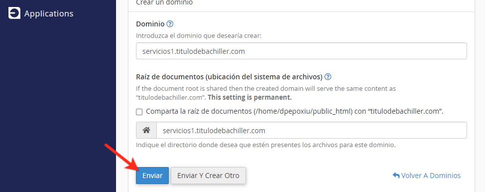 como crear un link de subdominios