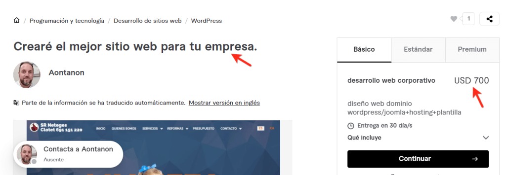 precio diseño pagina web españa