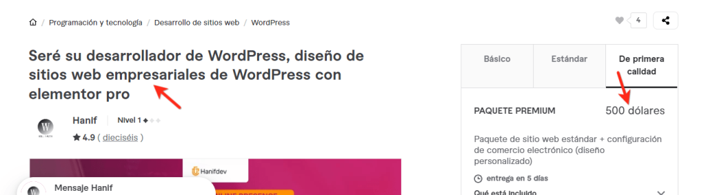 precio sitio web de empresa en estados unidos
