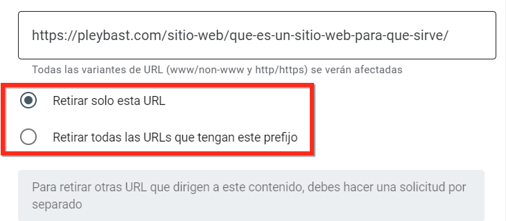 desindexar varias urls