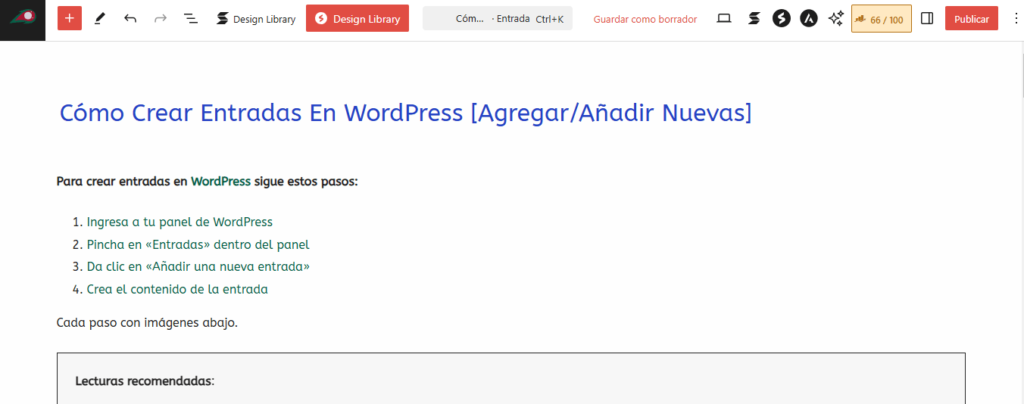 como crear entradas post en wordpress