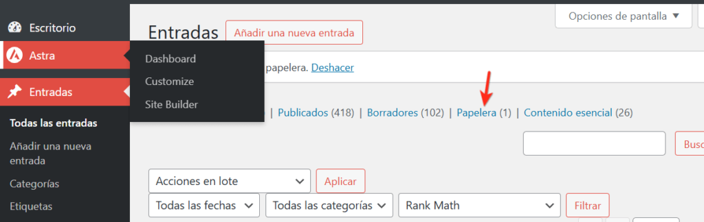eliminar entrada wordpress