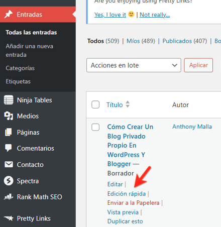 entradas de blog privadas