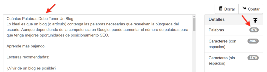 longitud contenido de blog post