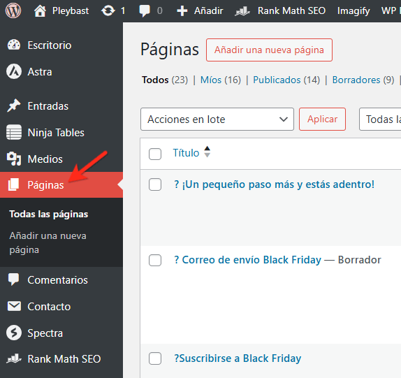 pagina privada wordpress