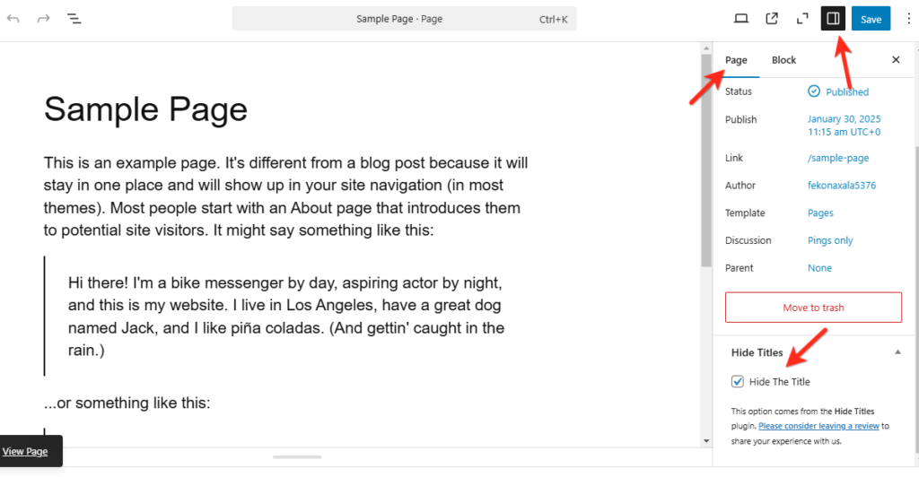 plugin ocultar titulo de pagina wordpress