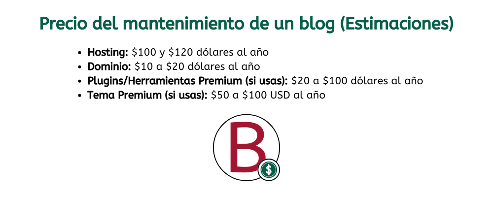 precio del mantenimiento de un blog