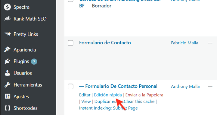 wordpress ocultar pagina