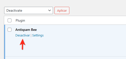 como deshabilitar un plugin de wordpress