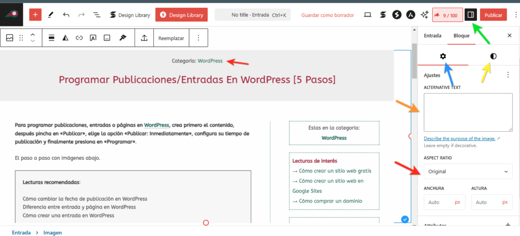 edicion de entradas wordpress