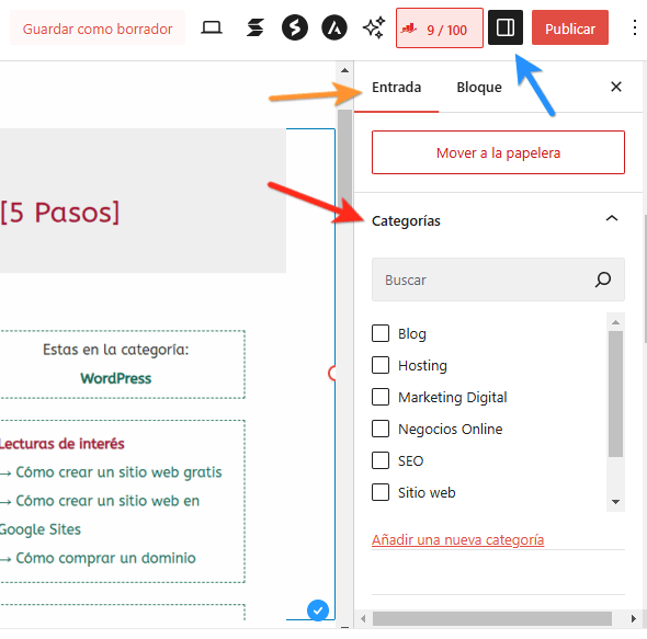 editar articulo en wordpress