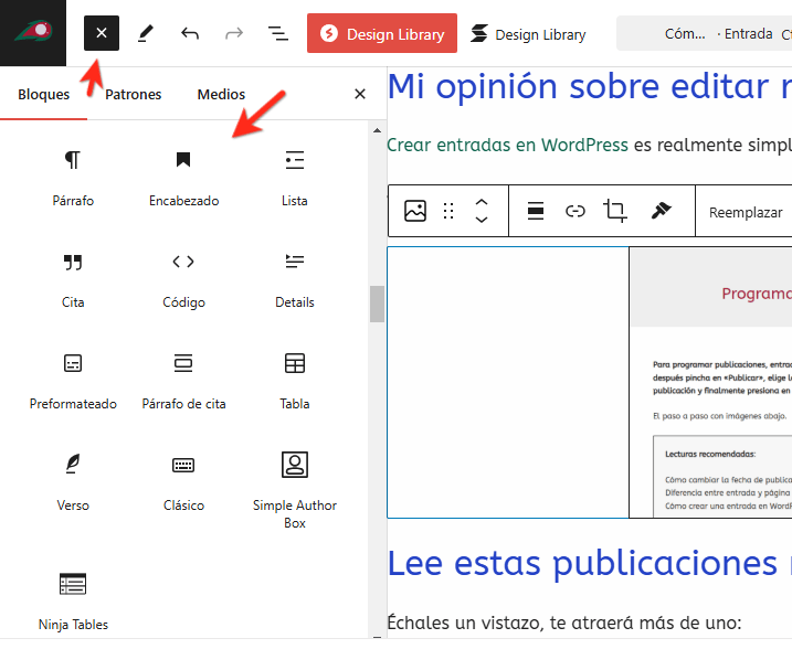 editar entrada wordpress
