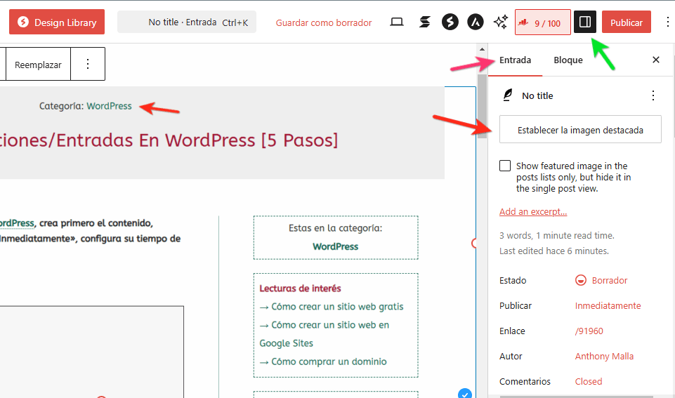 editar post wordpress