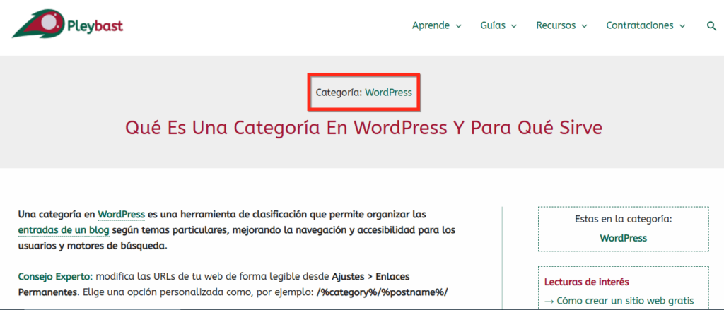 ejemplo taxonomia categoria wordpress