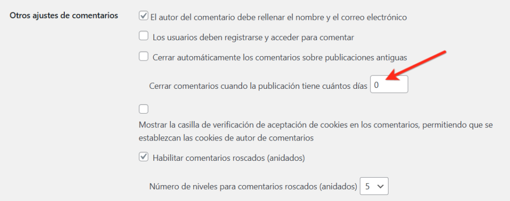 eliminar comentarios en entradas wordpress