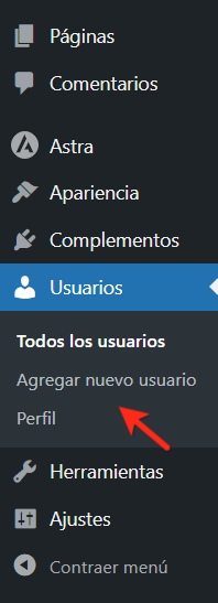escritorio wp admin usuarios