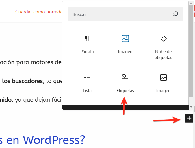 poner etiquetas wordpress