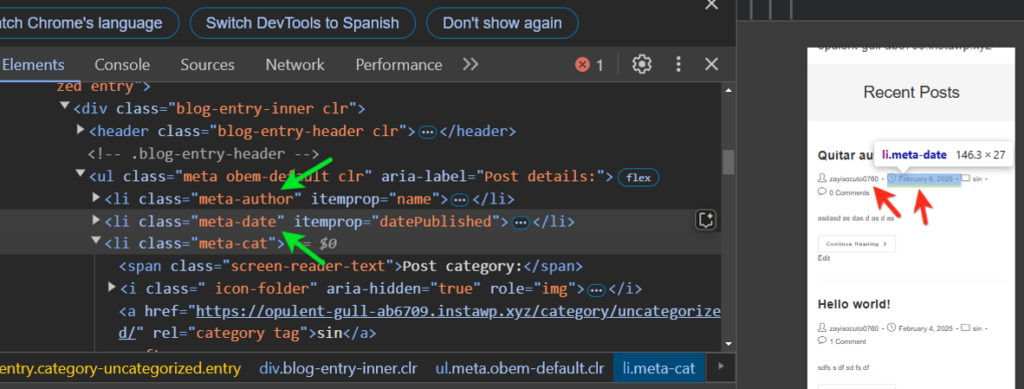quitar fecha y autor post wordpress